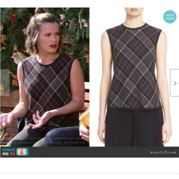 Public School Tops - Public School Wore on TV Plaid Print Crew Neck Sleeveless Top Hollywood Preppy